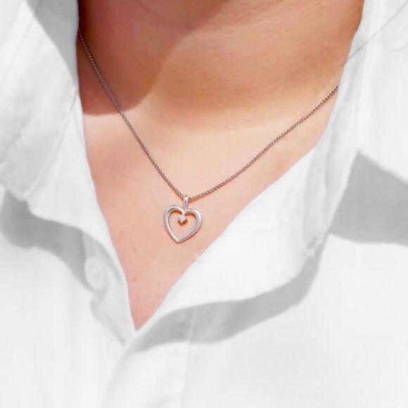 James Avery Sterling Silver Heart with Diamond Pendant in JA Box Cloth Pendant - Picture 8 of 16